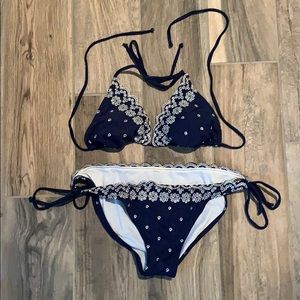 Navy and white swimsuit